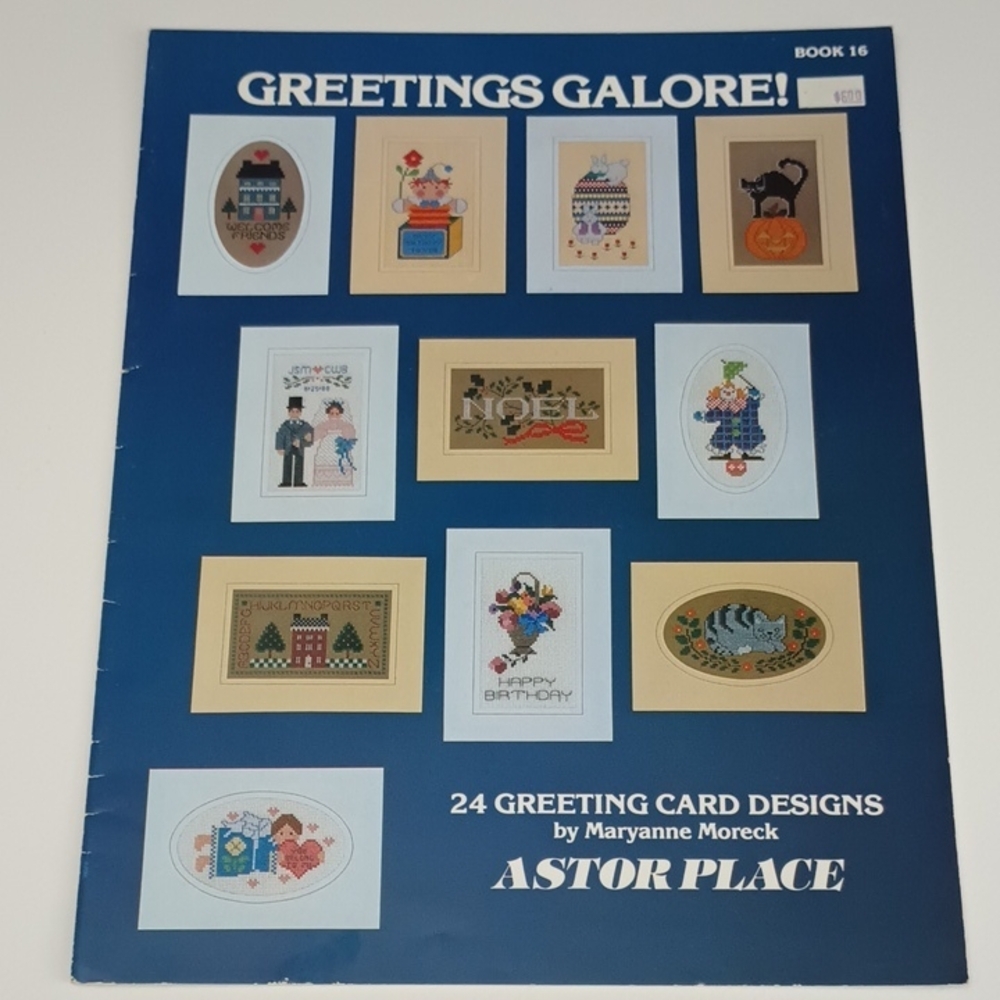 3/$15 VTG Greetings Galore! Astor Place Book 16 Cross Stitch Pattern ©1988